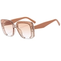 Chic Y2K square semi-rimless sunglasses in amber glitter with brown gradient lenses - Tea Frame Tea Lens