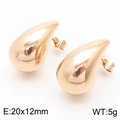 Polished gold teardrop hollow earrings in stainless steel with 20x12mm dimensions - 20x12mm(KE112214-KFC)
