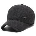 Deep charcoal wool blend baseball cap for men featuring a silver metallic bolt logo - Adjustable / Gray