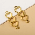 Connettore per gioielli fai-da-te in oro retrò con design a triplo cuore collegato - Oro Antico