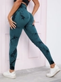 Détail du legging de yoga sans couture tie-dye à taille haute avec effet push-up - Tie-dye Noir Vert