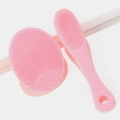 Pink silicone facial cleansing brush set for deep pore cleaning and blackhead removal - Pink