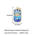 Dettagli del ciondolo a stella e occhio placcato oro 14K con smalto blu e dimensioni - Oro 14K H-13620 Blu Rettangolo Occhio Stella