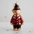 Hotel concierge teddy bear glass ornament in red uniform for Christmas tree decor - Concierge Bear