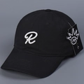 Detail of a black cotton baseball cap featuring a white embroidered letter R on the front. - M (56-58cm) / Black