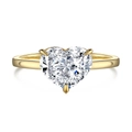 Classic heart-cut solitaire ring in golden S925 sterling silver with three-prong setting - US 6 / Heart Style (DY120610) / Gold
