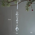 Clear acrylic beaded icicle Christmas pendant with white ribbon, 21cm long - Transparent Pendant Style G