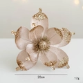 20cm champagne pink artificial magnolia flower with golden glitter for Christmas decor - 20cm / Champagne
