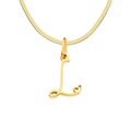 Gold stainless steel snake chain necklace with cursive letter L and heart charm - L / Gold