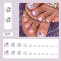 Minimalistische Lavendel-Zehennägel zum Aufkleben mit elegantem Blumenmuster und grünen Blättern - Kleber-Typ / Elegante Blumen (F072)