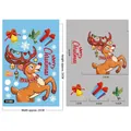 Christmas static window stickers set featuring reindeer and bells for festive decoration - XC085-Reindeer and Gift Box
