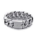 Bracelet gourmette en acier inoxydable argenté poli avec fermoir carré pour hommes - 20mm / 20cm / Mat (KB46710-D)