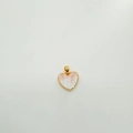 Pink and white heart-shaped 18k gold plated charm with crushed stone inlay - Heart-Gold