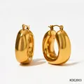 Pendientes de aro ovalados en forma de U chapados en oro con diseño geométrico - Estilo Ovalado en Forma de U (KDE2003) / Dorado