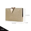Elegant gold leaf evening clutch bag made of PU leather, size 19.2 x 13.5 x 5 cm - Gold