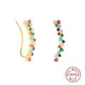 925 Sterling silver gold-plated ear hooks with multi-color zircon stones - Curved-Multicolor Zirconia