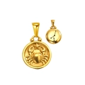 18K gold plated stainless steel Cancer zodiac coin pendant with crab relief and star chart - Cancer (SP343G-4)