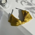 Elegant bright yellow satin bow headband with premium silk texture for women - Ginger Yellow (Headband)