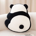 Flauschiges Panda-Rückansicht Wurfkissen in Schwarz-Weiß aus weichem Kunstfell Dekor - Sitzendes Kissen