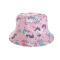 Dettaglio cappello sole in cotone rosa con unicorni bianchi e stelle per bambini - 52cm (2-6 Anni) / Cavallo della Stella-Rosa
