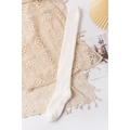 White coral fleece over-knee high socks in soft plush texture for winter warmth - One Size / White