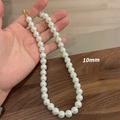 Classic 10mm round white pearl necklace with golden clasp and adjustable metal chain - 10mm / Gold Necklace