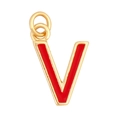 Golden pendant with red enamel letter V design for personalized jewelry necklaces - Red - Letter V