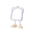 Miroir de maquillage blanc dessin animé avec grands pieds et décor d'yeux pour bureau - Bleu