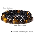 Tiger eye and hematite stone bead bracelet set with 8mm rounds and rectangle stones - FD6454 Tiger Eye Round Bead Combo / 19cm