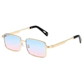 Gafas de sol rectangulares de metal dorado con lentes degradadas en azul y rosa - Montura Dorada Degradado Azul a Rosa