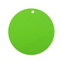 Green honeycomb silicone coaster, round heat-resistant mat for pots with hanging hole - Green