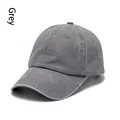 Classic vintage washed cotton baseball cap in grey color with a retro distressed look - Adult 56-60cm / Gray