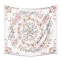 Close-up of bohemian mandala tapestry featuring pink and yellow floral patterns on white fabric - 73X95CM (Cross-border Brushed) / LT073-4 (Grey Mandala)