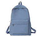 Minimalist blue nylon backpack for women featuring large capacity and a sleek design - Blue