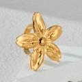 Elegant gold cherry blossom napkin ring with detailed petal textures and a polished finish - R755 Ring (Sakura Textured Ring)