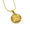 Collana in acciaio al titanio dorato con ciondolo tondo a lettera W e catena a serpente - Lettera W
