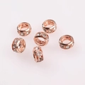 Set di sei perline cave in oro rosa con cristalli trasparenti per gioielli fai-da-te - Oro rosa