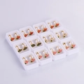 Detailed grid of twelve pairs of colorful strawberry enamel stud earrings in boxes - Strawberry Fruit Style (12 Pairs)