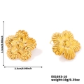 Vintage geometric flower stud earrings in polished gold finish, 2.5cm size - Polished Petal (E01693-10)
