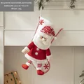 Red and white knitted Christmas stocking featuring a 3D Santa Claus and snowflake pattern - 3D Stereo Santa Claus Style (AGWZ18-4)