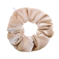 Champagne velvet scrunchie with zipper pocket feature and soft pleated texture - Beige