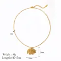 Vintage 18K gold-plated stainless steel necklace with radial fan-shaped sunburst pendant - Gold Necklace Style (YYN023306-G)