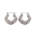 Pendientes de aro retorcidos plateados con pedrería brillante en estilo vintage - Plata Circonita Blanca