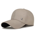 Business style khaki baseball cap with metal logo detail and black underbrim design - Adjustable / Khaki