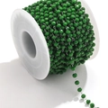 Green faceted crystal bead chain on white spool for handmade stainless steel jewelry - Silver-Green