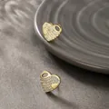 Xuping heart-shaped earrings in 14K gold finish with sparkling micro-pave cubic zirconia - Full Zircon Heart Wave (014)
