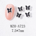 Détails des charms papillons noirs avec bordure argentée pour nail art sur ongle - Grand Papillon Noir Bordure Argentée (A723)