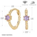 Detailed view of S925 sterling silver gold hoop earrings with purple 5A cubic zirconia - 925 Silver / Gold (Purple)