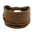 Bohemian style wide elastic headband for women in dark brown textured knit cotton fabric - Coffee