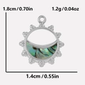 Pendant of 304 stainless steel with crescent abalone shell inlay and dimension markers - Silver-Abalone Shell Pendant